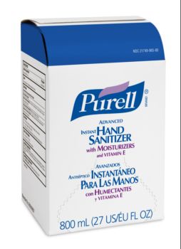 white box with blue top, Purell branding